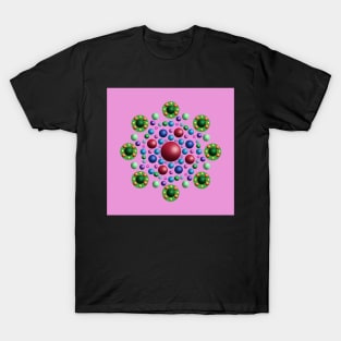 MANDALA Flower Design with Pinks, Blues, Greens T-Shirt